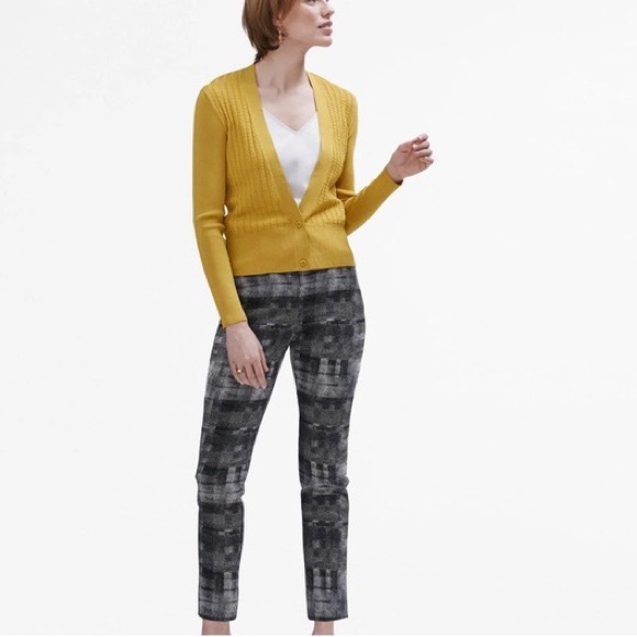 MM Lafleur Black Green Plaid Pants Ankle Length Scratch Plaid Dress Pants Size 4 - Picture 13 of 13